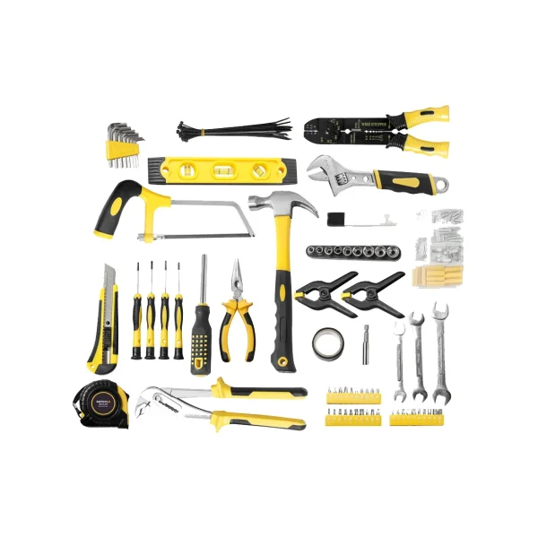 218-Piece General Home & Auto Repair Tool Set in Yellow Case - Image 3