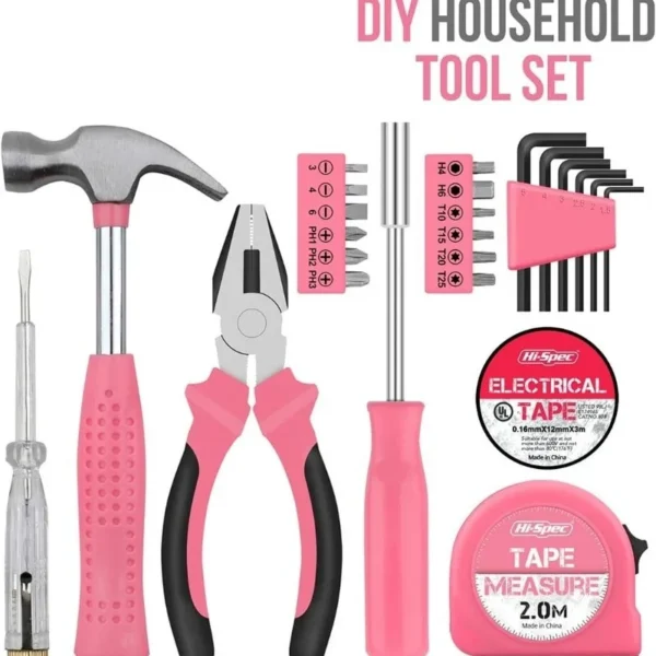 24-Piece Pink DIY Tool Kit for Women - Compact Household Tool Set - Image 2