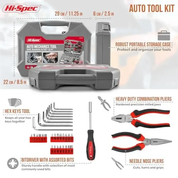 67-Piece SAE Mechanics Tool Kit for Car, Motorcycle and RV Repairs - Image 4