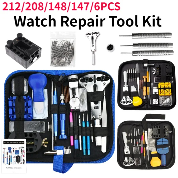 Professional Watch Repair Tool Kit with Opener, Hammer & Screwdrivers