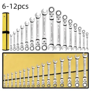 Flex Head Ratcheting Combination Wrench Set - 6-22mm Metric Spanners