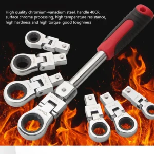 9-Piece Flexible Offset Wrench Set with Replaceable Torx Head Bits