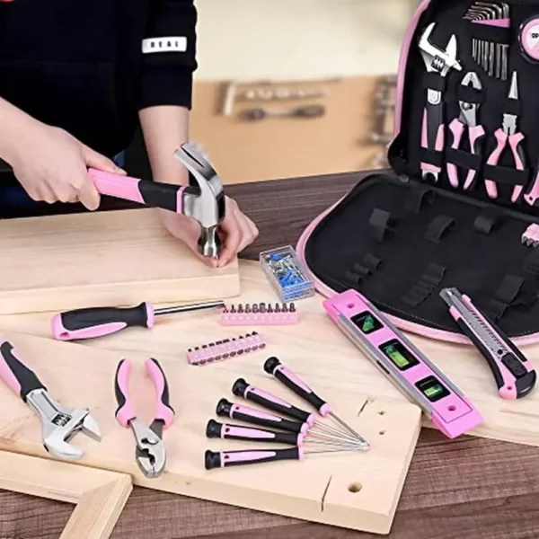 208-Piece Pink Tool Kit for Women - Home DIY Project Set with Pouch - Image 6