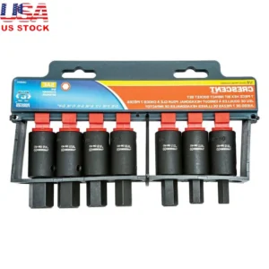 7-Piece SAE Impact Socket Set - 1/2" Drive Alloy Steel Hex Bit Sockets