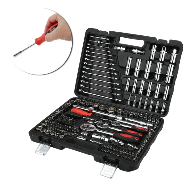 215-Piece Car Repair Tool Kit with 1/4, 3/8 & 1/2 Inch Socket Sets - Image 3